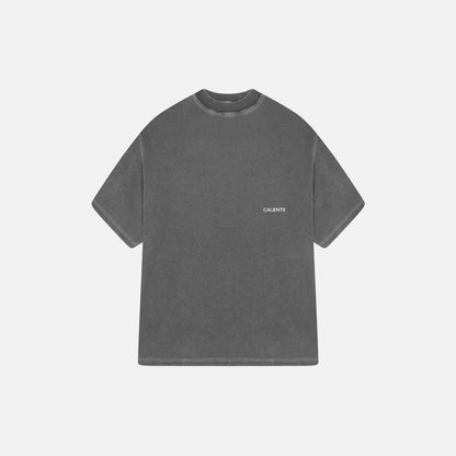 Washed Charcoal Colour Caliente Logo oversized boxy fit t-shirt for men and women, stylish and comfortable casual wear, perfect for a relaxed, laid-back look. Soft cotton fabric, available in various sizes, ideal for layering or wearing alone. Trendy streetwear style with a loose, modern fit. Luxury Garment.

300GSM, Made in Portugal.

Similar to Represent, Cole Buxton.